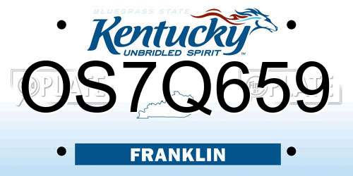 OS7Q659 Kentucky License Plate