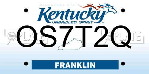 OS7T2Q Kentucky License Plate