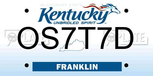 OS7T7D Kentucky License Plate