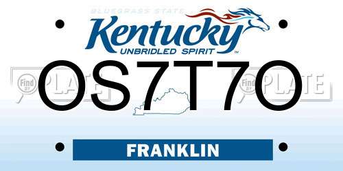 OS7T7O Kentucky License Plate