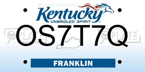 OS7T7Q Kentucky License Plate