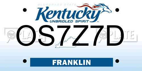 OS7Z7D Kentucky License Plate