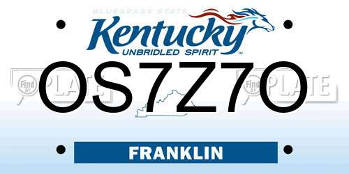 OS7Z7O Kentucky License Plate