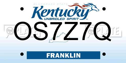 OS7Z7Q Kentucky License Plate