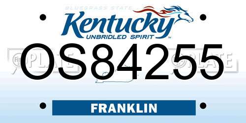 OS84255 Kentucky License Plate