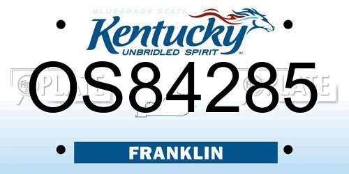 OS84285 Kentucky License Plate