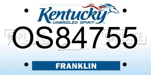 OS84755 Kentucky License Plate