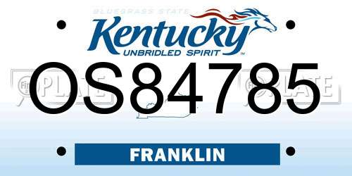 OS84785 Kentucky License Plate