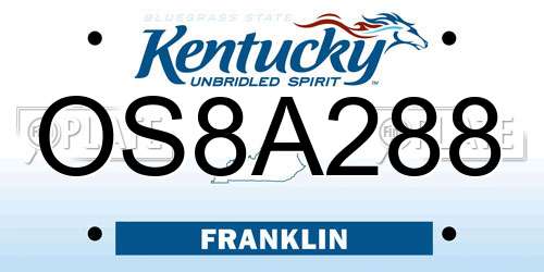 OS8A288 Kentucky License Plate