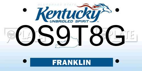 OS9T8G Kentucky License Plate
