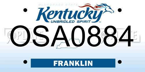 OSA0884 Kentucky License Plate