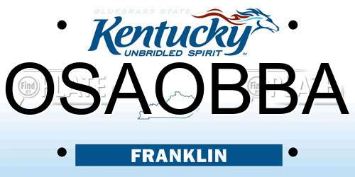 OSAOBBA Kentucky License Plate