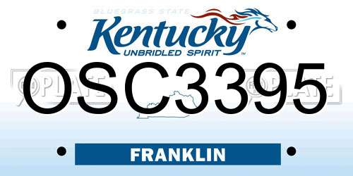 OSC3395 Kentucky License Plate