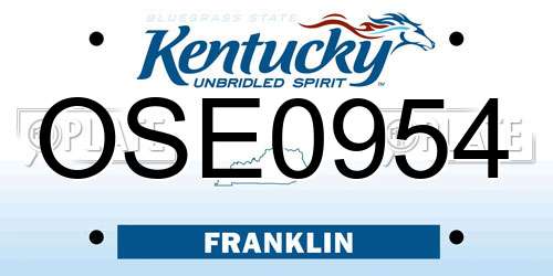 OSE0954 Kentucky License Plate