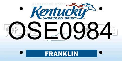 OSE0984 Kentucky License Plate