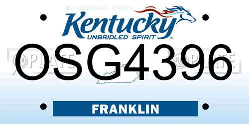 OSG4396 Kentucky License Plate