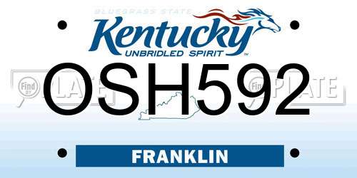 OSH592 Kentucky License Plate