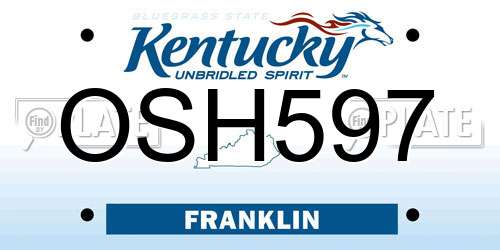 OSH597 Kentucky License Plate
