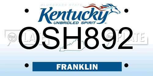OSH892 Kentucky License Plate