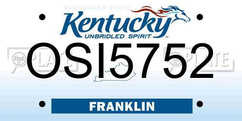 OSI5752 Kentucky License Plate