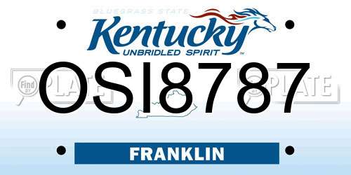 OSI8787 Kentucky License Plate