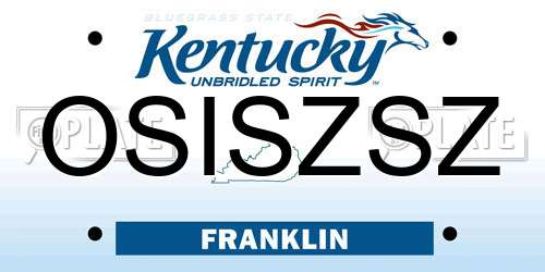 OSISZSZ Kentucky License Plate
