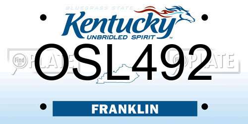 OSL492 Kentucky License Plate