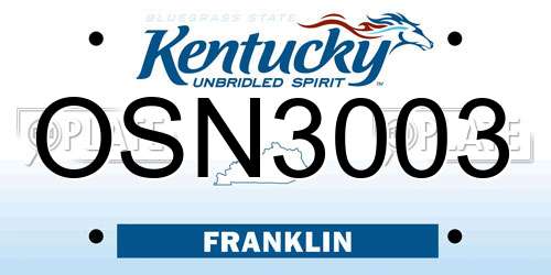 OSN3003 Kentucky License Plate