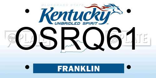 OSRQ61 Kentucky License Plate