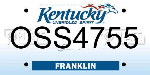 OSS4755 Kentucky License Plate
