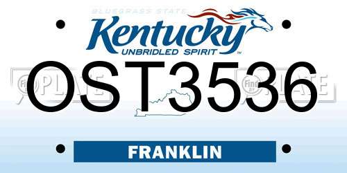 OST3536 Kentucky License Plate