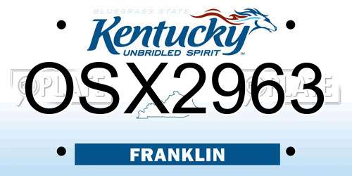 OSX2963 Kentucky License Plate