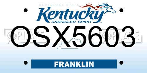 OSX5603 Kentucky License Plate