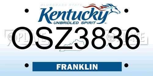 OSZ3836 Kentucky License Plate