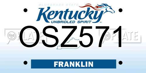 OSZ571 Kentucky License Plate
