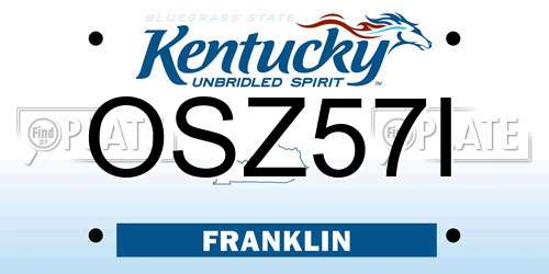 OSZ57I Kentucky License Plate