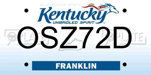 OSZ72D Kentucky License Plate