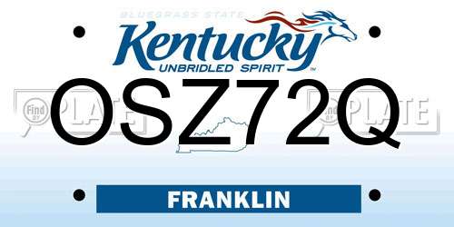 OSZ72Q Kentucky License Plate