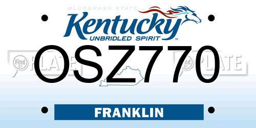 OSZ770 Kentucky License Plate
