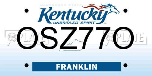 OSZ77O Kentucky License Plate
