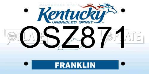 OSZ871 Kentucky License Plate