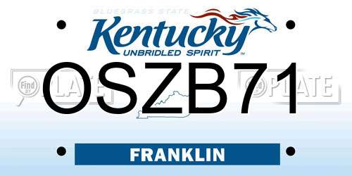 OSZB71 Kentucky License Plate