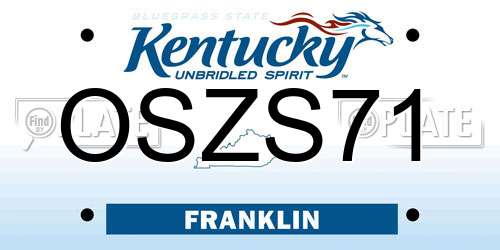 OSZS71 Kentucky License Plate