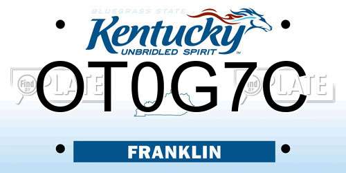 OT0G7C Kentucky License Plate