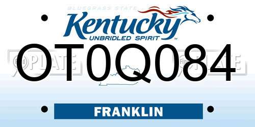 OT0Q084 Kentucky License Plate