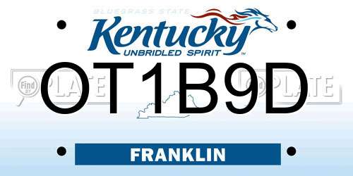 OT1B9D Kentucky License Plate