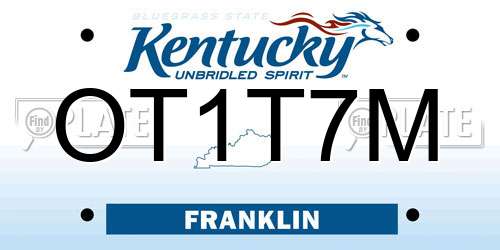 OT1T7M Kentucky License Plate