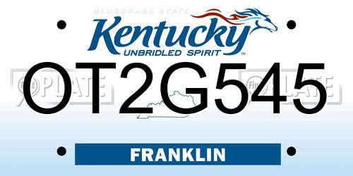 OT2G545 Kentucky License Plate