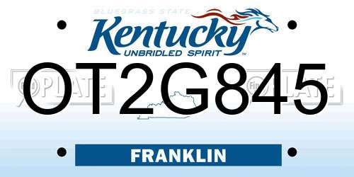 OT2G845 Kentucky License Plate