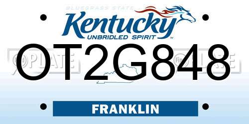 OT2G848 Kentucky License Plate